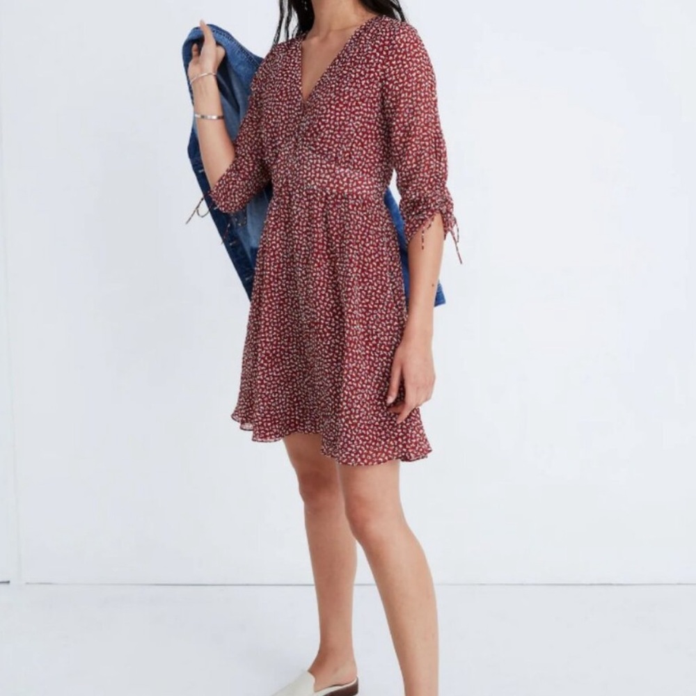 Madewell red floral dress size 6